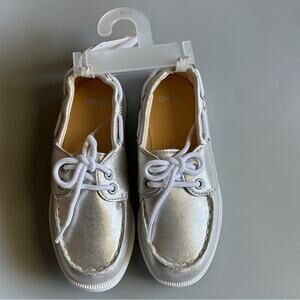 Gymboree  Little Girl’s Size 13 Silver Canvas Shoes Tennis Flat Sneakers…